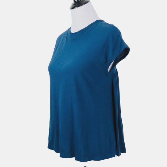 Lou & Grey Size XS Cotton Jersey Knit Tee Cap Sleeve Crew Neck Blue - Picture 1 of 9